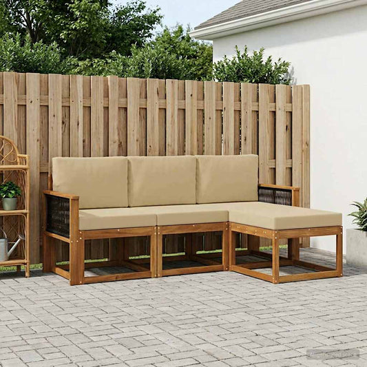 Set di divani da esterno con cuscino 4 pcs Naturale