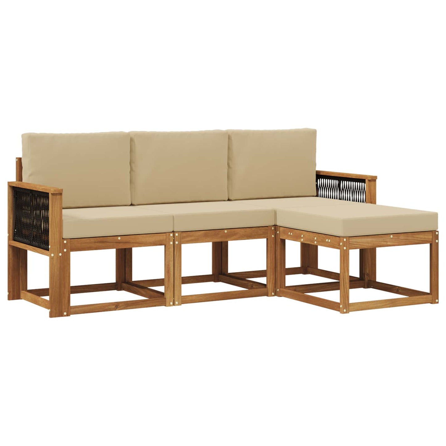 Set di divani da esterno con cuscino 4 pcs Naturale