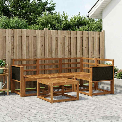 Set di divani da esterno 5 pz Naturale Legno di Acacia Massello