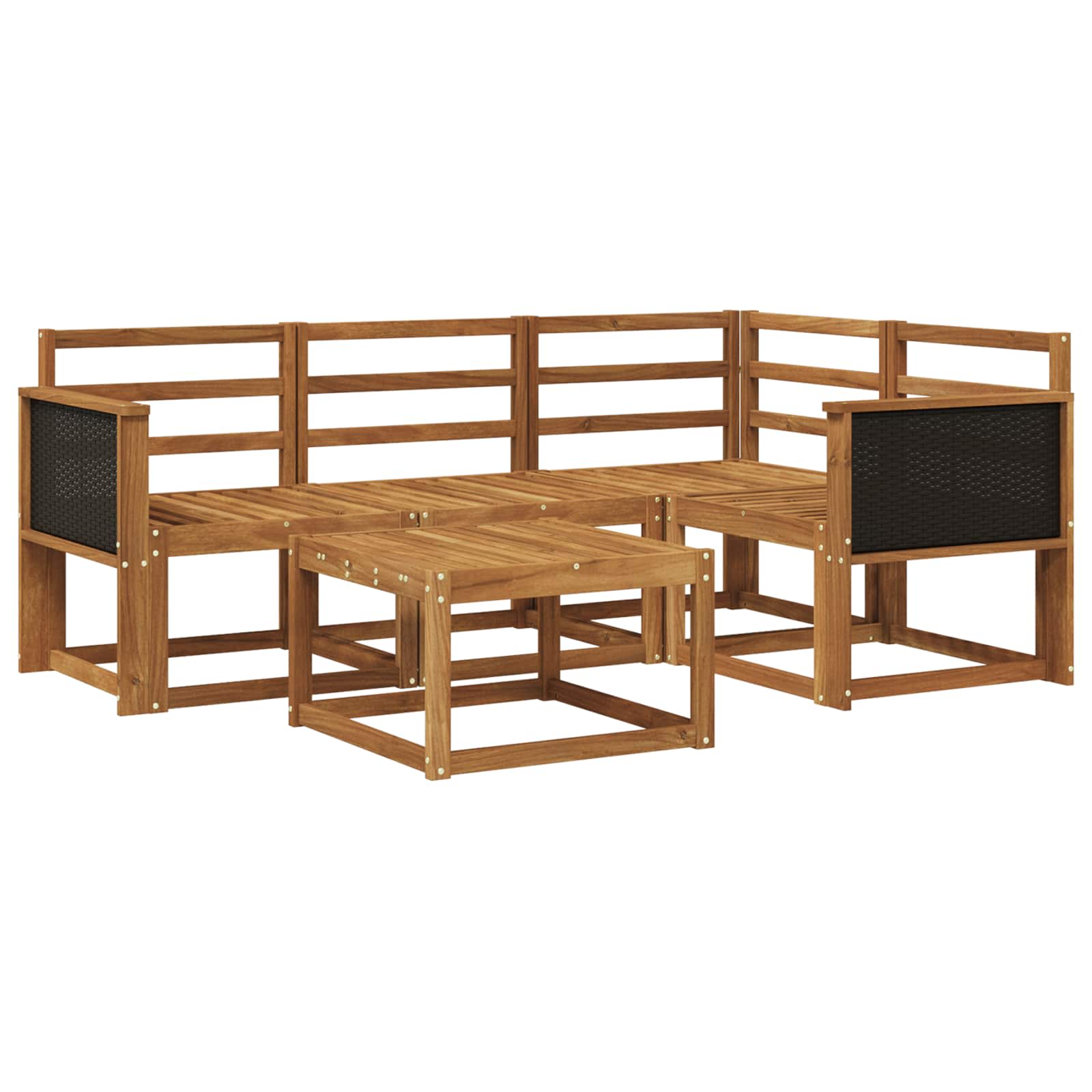 Set di divani da esterno 5 pz Naturale Legno di Acacia Massello | homemem39