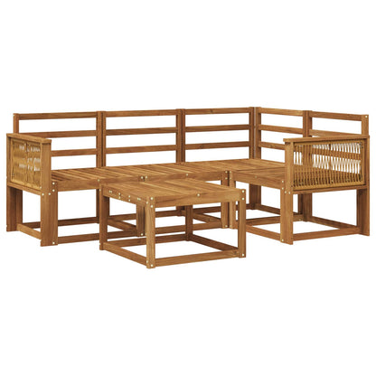 Set di divani da esterno 5 pz Naturale Legno di Acacia Massello