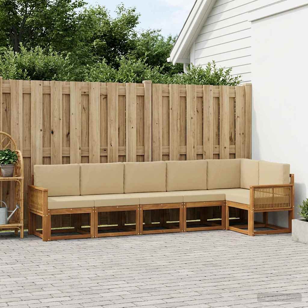 Set di divani da esterno 6 pz 6-Posti Naturale e Beige