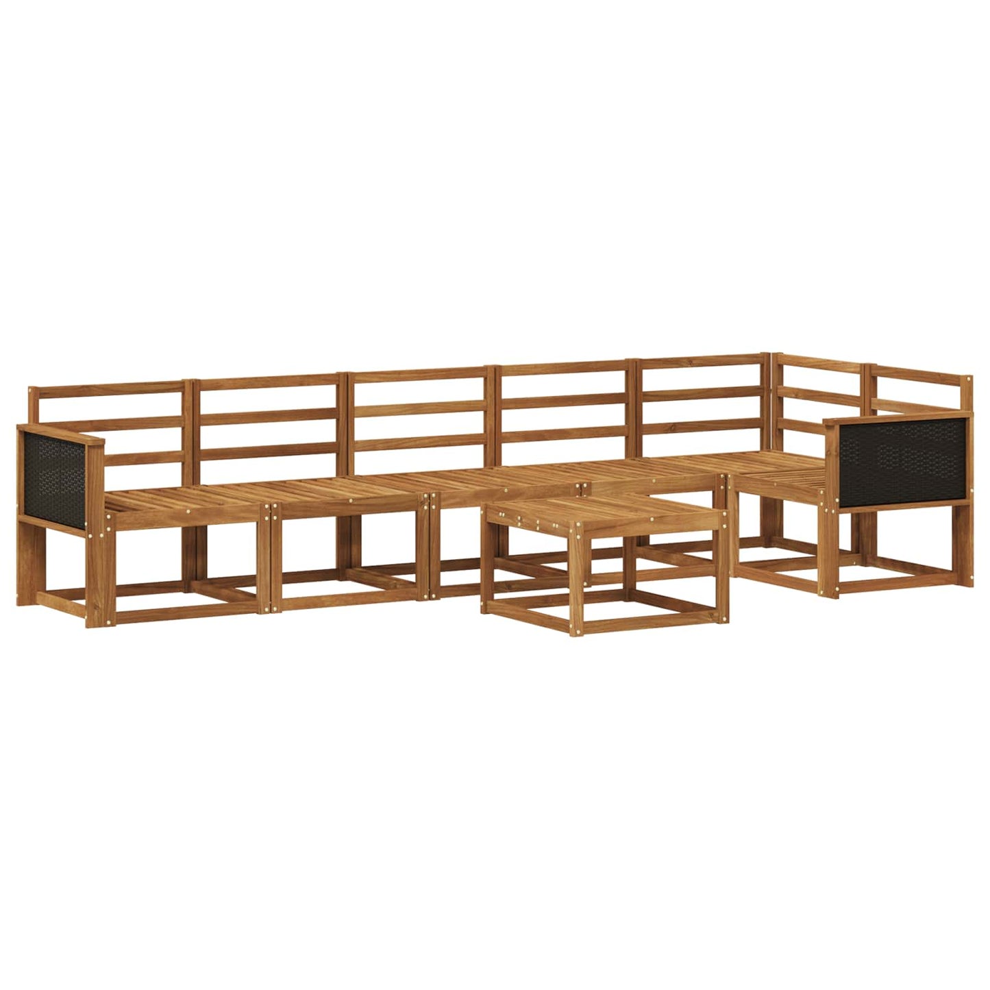 Set di divani da esterno 7 pz Naturale Legno di Acacia Massello