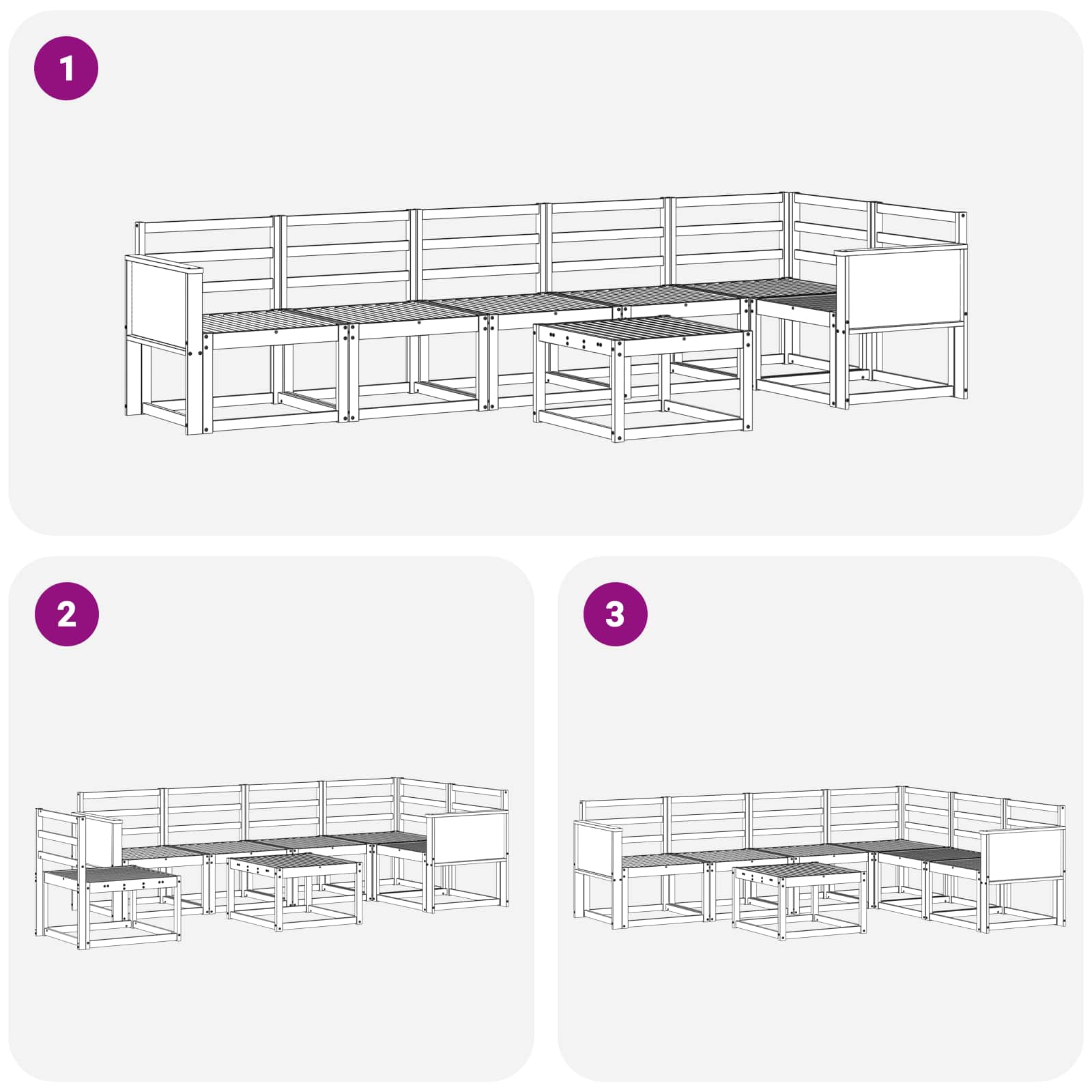 Set di divani da esterno 7 pz Naturale Legno di Acacia Massello | homemem39