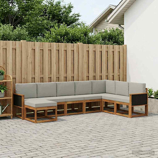 Set di divani da esterno 8 pcs Naturale e Grigio Chiaro