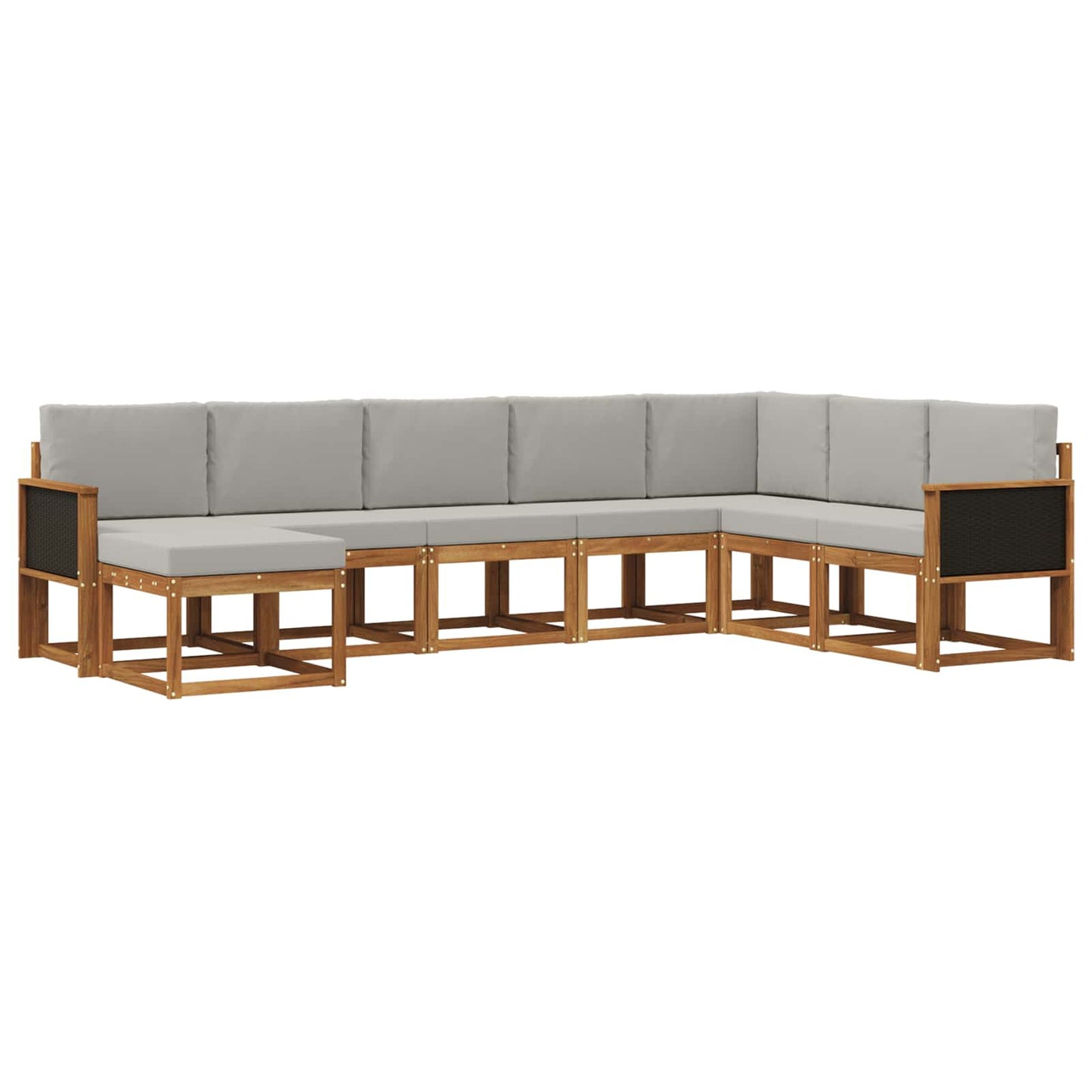 Set di divani da esterno 8 pz Naturale e Grigio Chiaro
