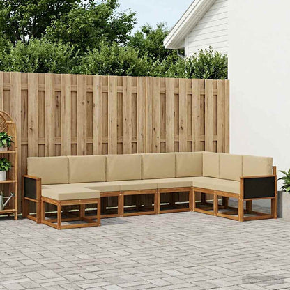 Set di divani da esterno con cuscino 8 pcs Naturale e Beige