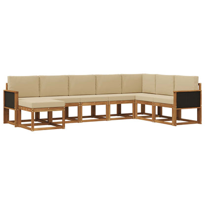 Set di divani da esterno con cuscino 8 pcs Naturale e Beige