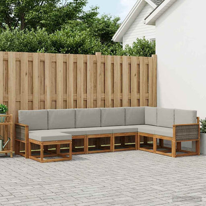 Set di divani da esterno 8 pcs Naturale e Grigio Chiaro
