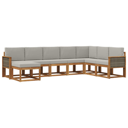 Set di divani da esterno 8 pcs Naturale e Grigio Chiaro