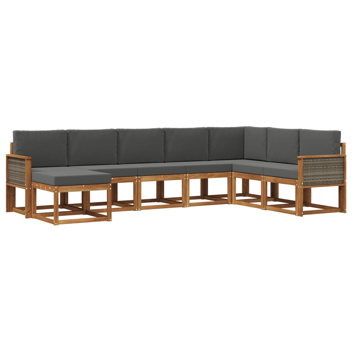 Set di divani da esterno con cuscino 8 pcs Naturale e Antracite