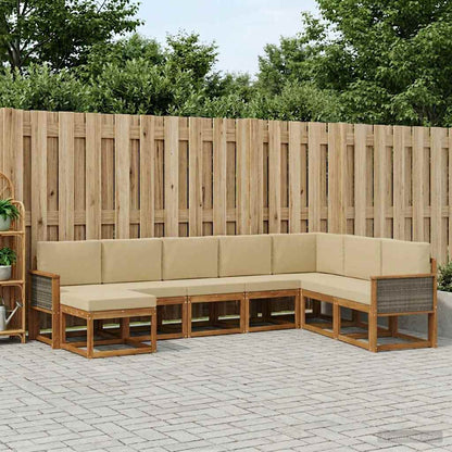 Set di divani da esterno con cuscino 8 pcs Naturale e Beige