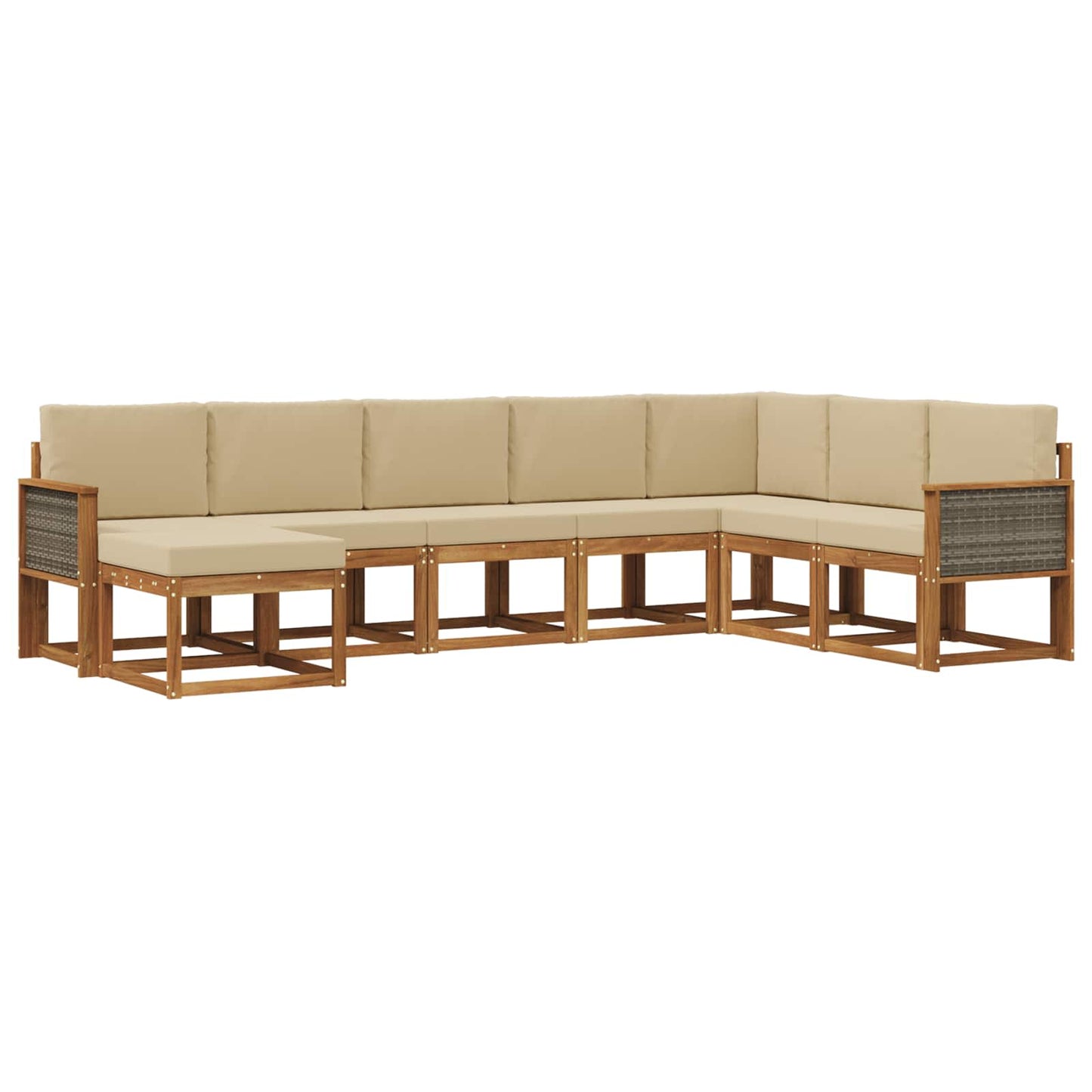 Set di divani da esterno con cuscino 8 pcs Naturale e Beige