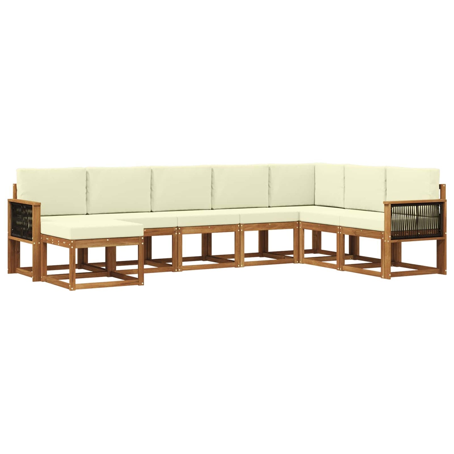 Set di divani da esterno con cuscino 8 pcs Naturale e Crema