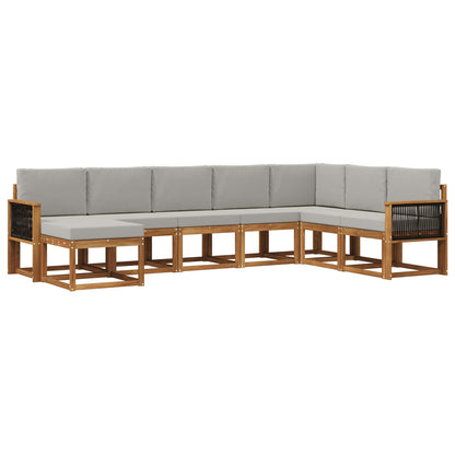 Set di divani da esterno 8 pcs Naturale e Grigio Chiaro