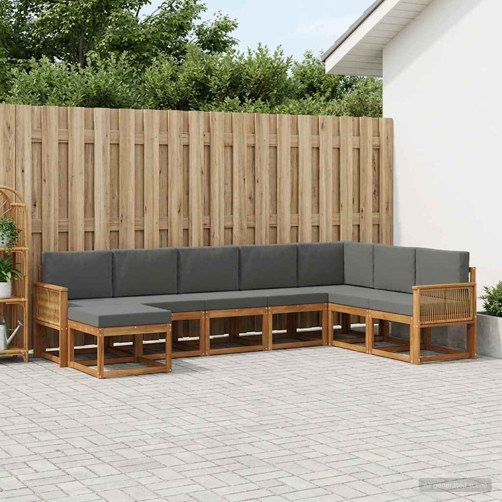 Set di divani da esterno 8 pz Naturale e Antracite