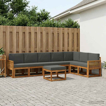 Set di divani da esterno con cuscino 8 pcs Naturale e Antracite