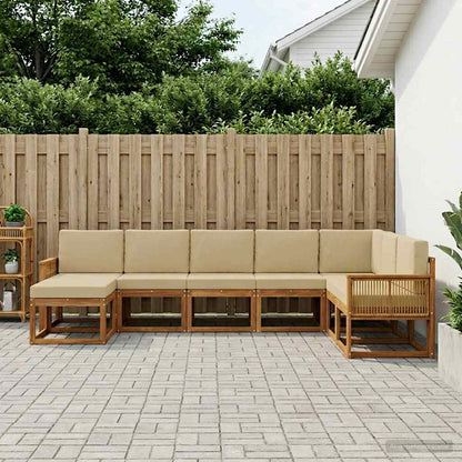Set di divani da esterno 8 pz Naturale e Beige