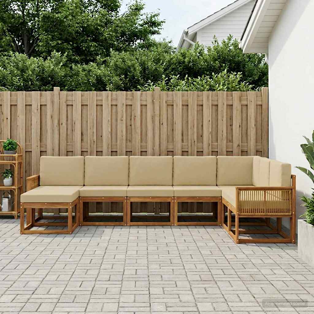 Set di divani da esterno con cuscino 8 pcs Naturale e Beige