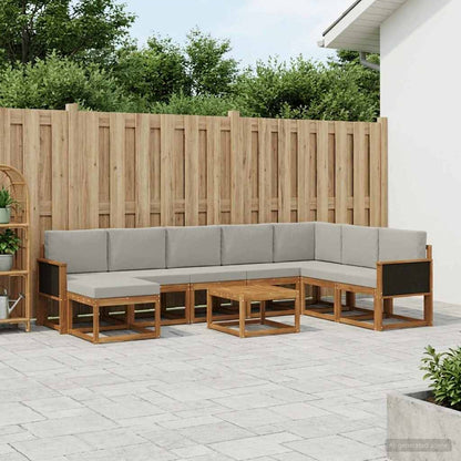 Set di divani da esterno 9 pcs Naturale e Grigio Chiaro