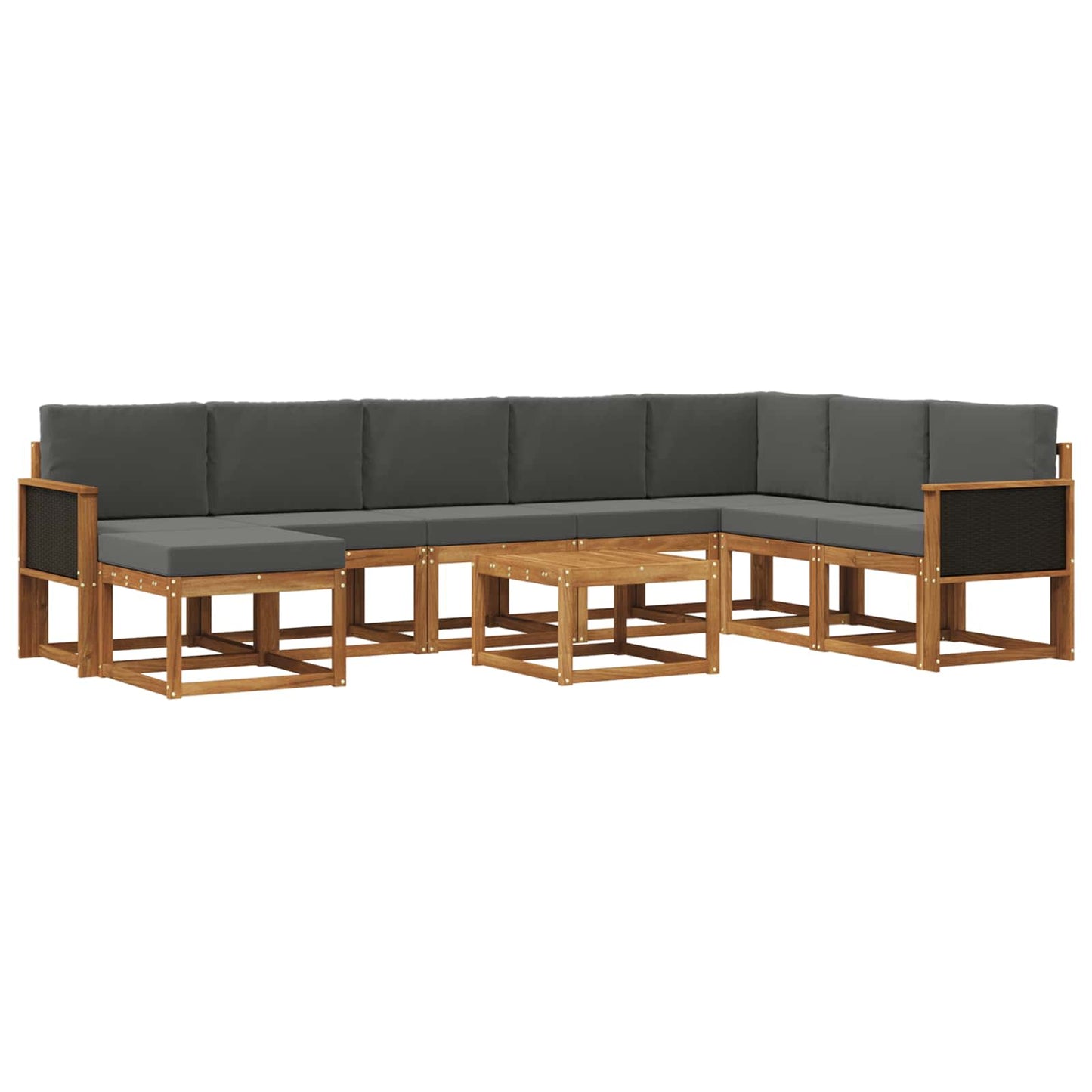 Set di divani da esterno con cuscino 9 pcs Naturale e Antracite