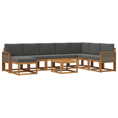 Set di divani da esterno 9 pz Naturale e Antracite
