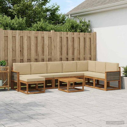 Set di divani da esterno con cuscino 9 pcs Naturale e Beige