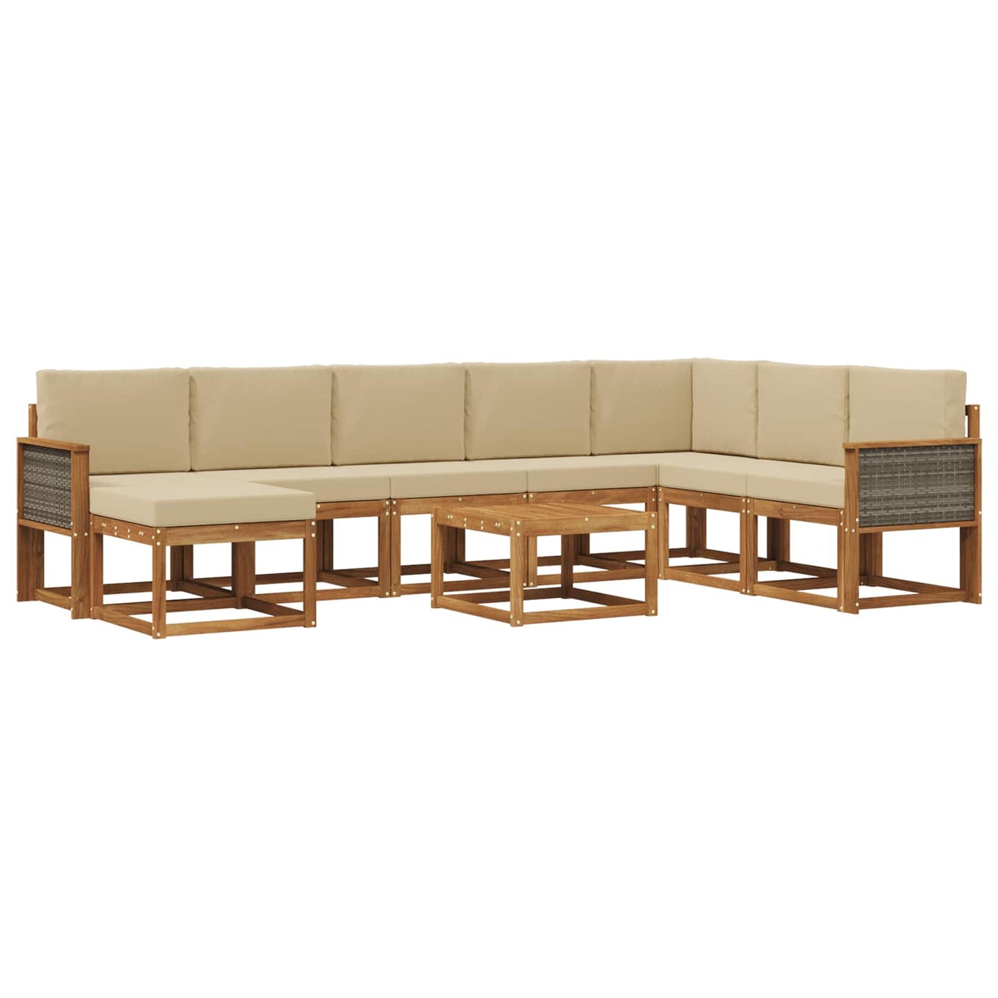 Set di divani da esterno 9 pz Naturale e Beige