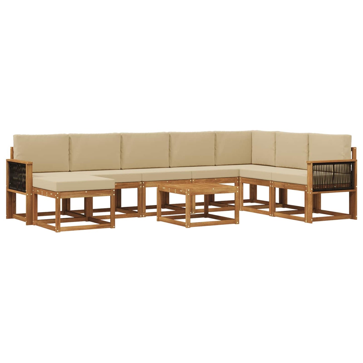Set di divani da esterno con cuscino 9 pcs Naturale e Beige