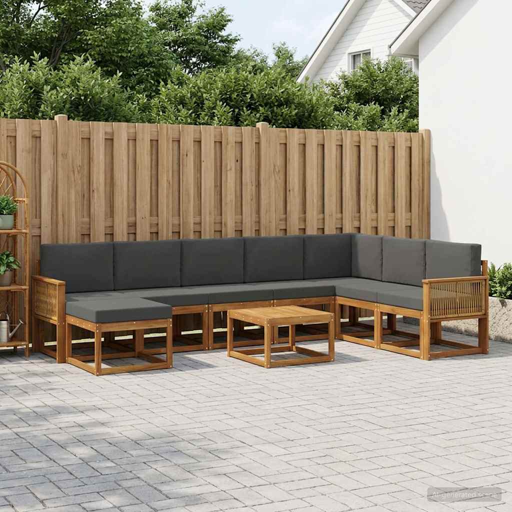 Set di divani da esterno con cuscino 9 pcs Naturale e Antracite