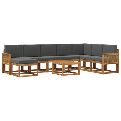 Set di divani da esterno 9 pz Naturale e Antracite
