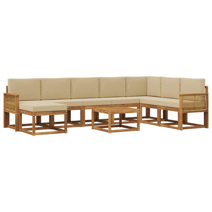Set di divani da esterno con cuscino 9 pcs Naturale e Beige