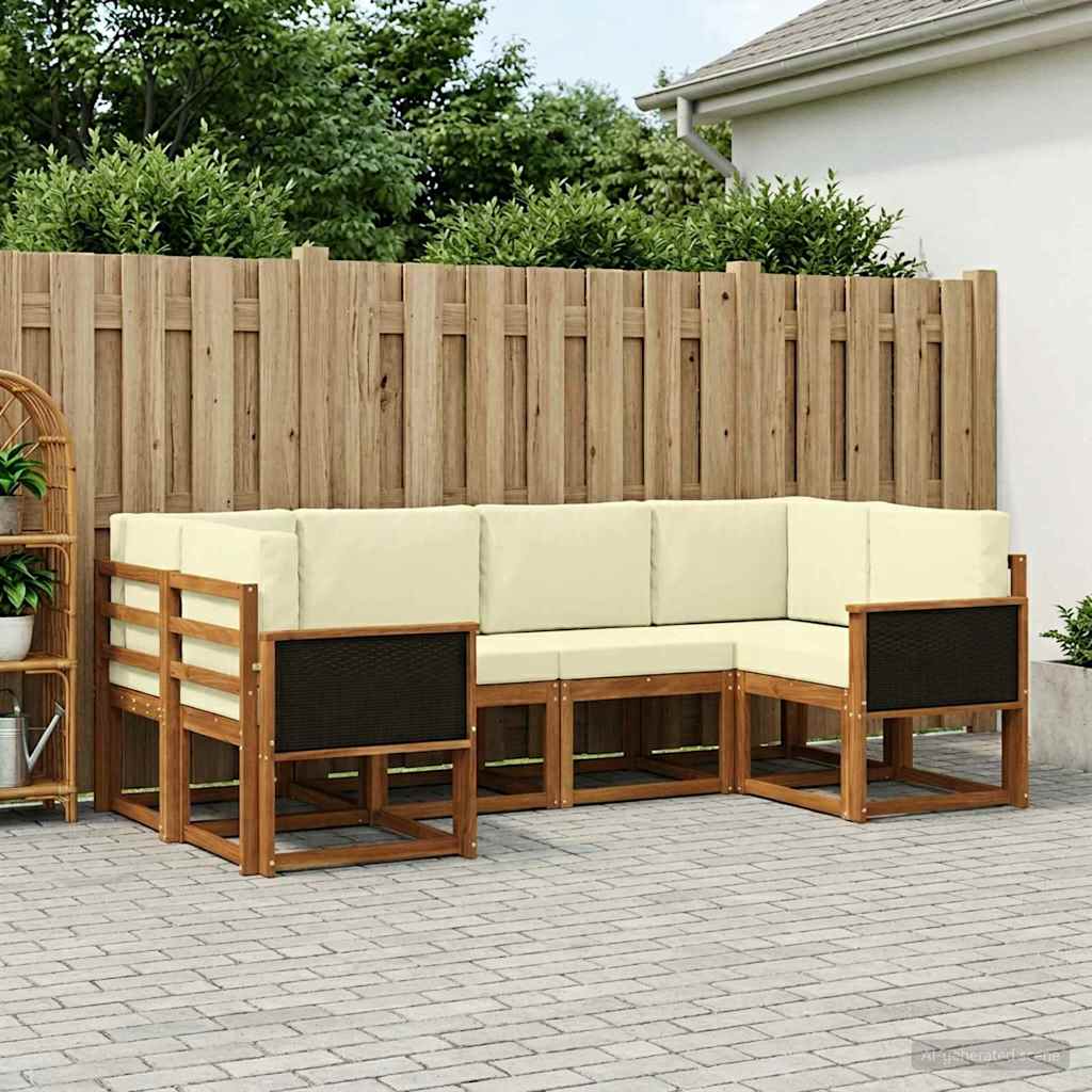 Set di divani da esterno con cuscino 6 pcs Naturale e Crema