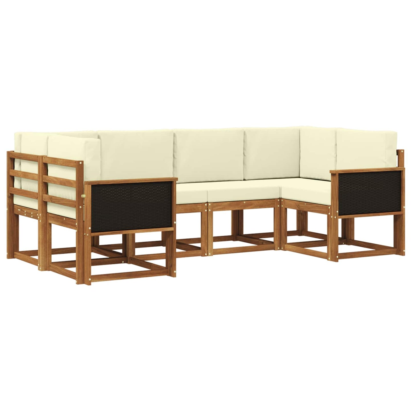 Set di divani da esterno con cuscino 6 pcs Naturale e Crema