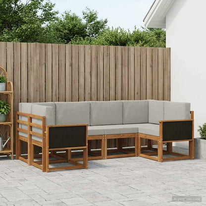 Set di divani da esterno 6 pcs Naturale e Grigio Chiaro