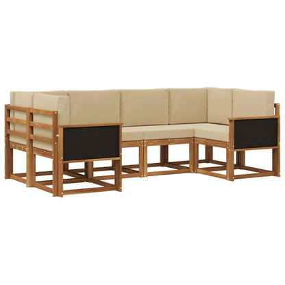 Set di divani da esterno con cuscino 6 pcs Naturale e Beige
