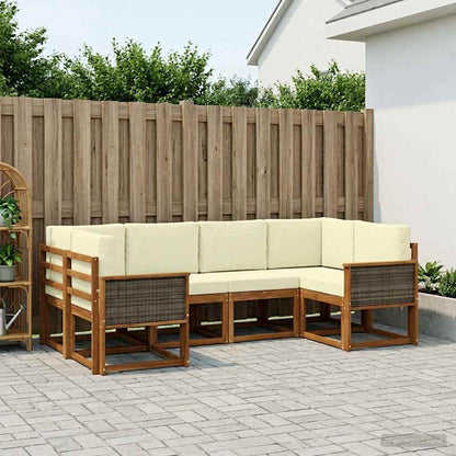 Set di divani da esterno con cuscino 6 pcs Naturale e Crema