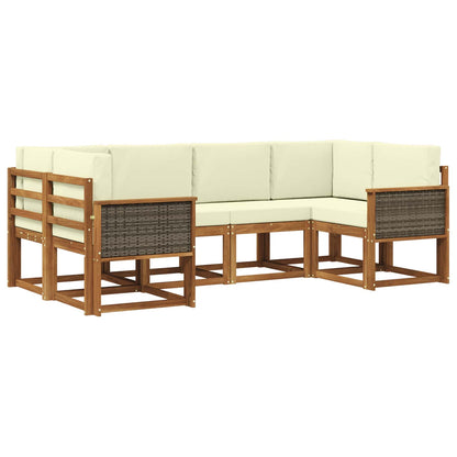 Set di divani da esterno 6 pz Naturale e Crema