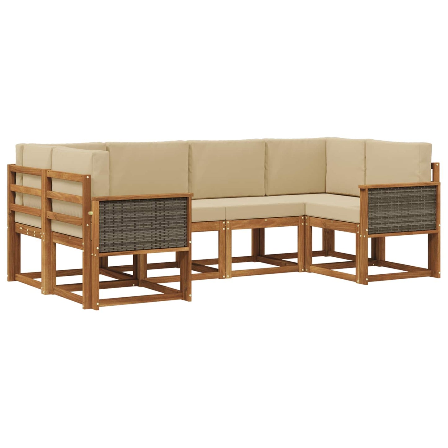 Set di divani da esterno 6 pz Naturale e Beige