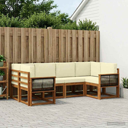 Set di divani da esterno con cuscino 6 pcs Naturale e Crema