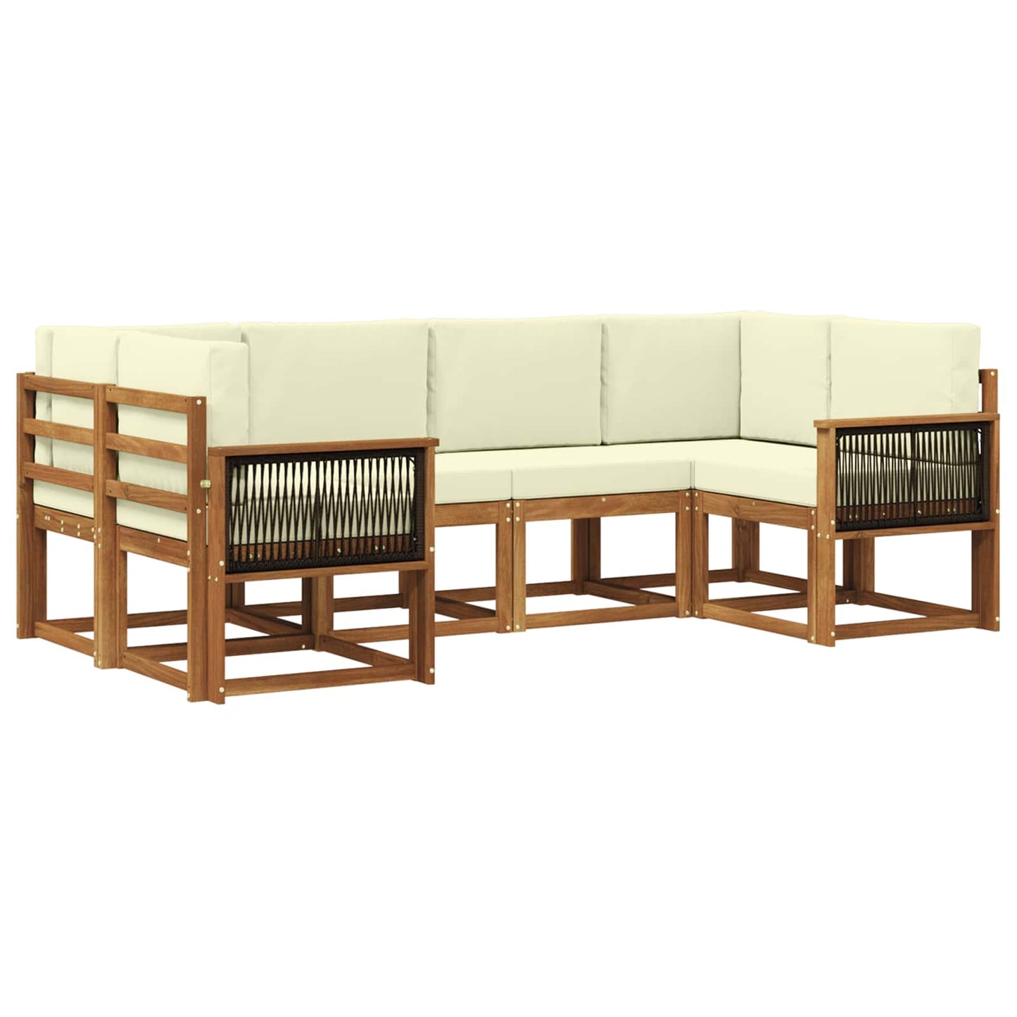 Set di divani da esterno con cuscino 6 pcs Naturale e Crema
