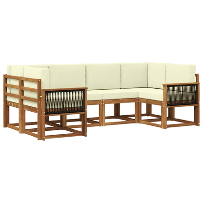 Set di divani da esterno con cuscino 6 pcs Naturale e Crema