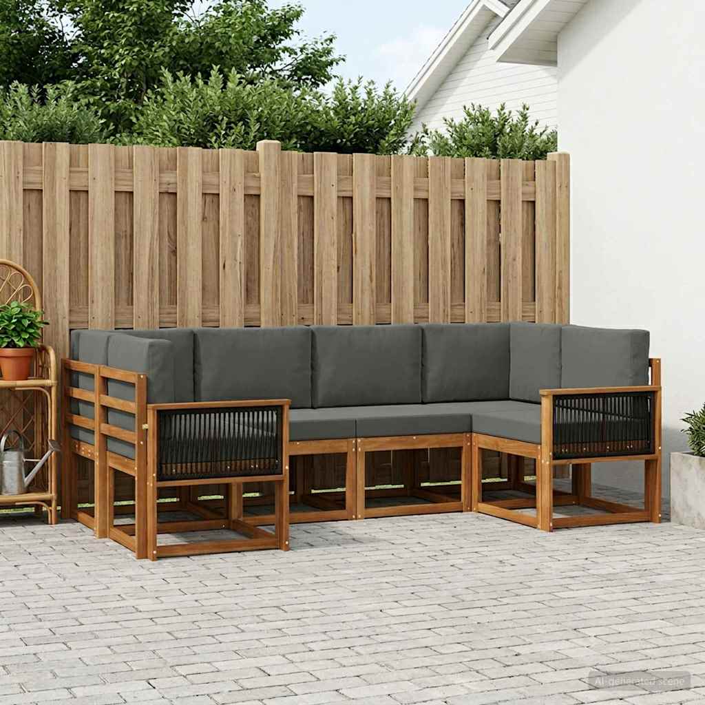 Set di divani da esterno con cuscino 6 pcs Naturale e Antracite