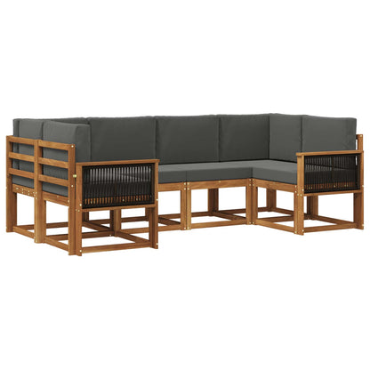 Set di divani da esterno con cuscino 6 pcs Naturale e Antracite