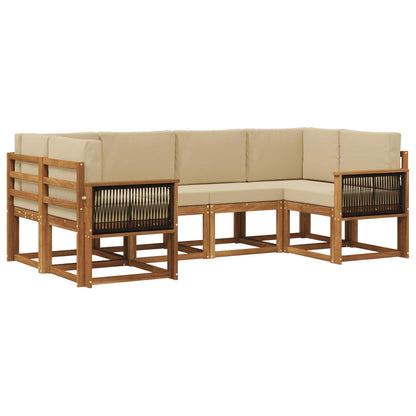 Set di divani da esterno 6 pz Naturale e Beige