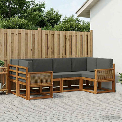 Set di divani da esterno con cuscino 6 pcs Naturale e Antracite