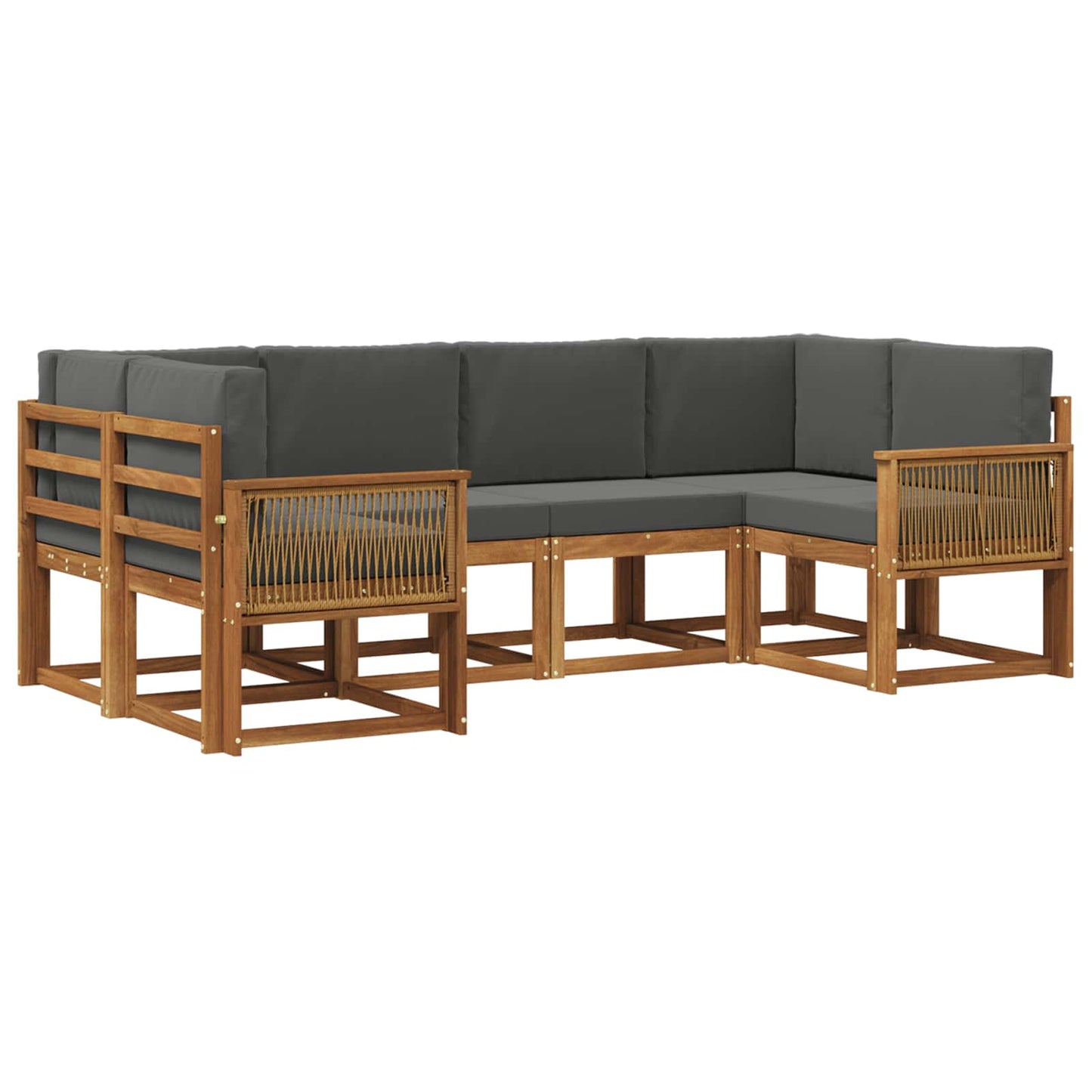 Set di divani da esterno con cuscino 6 pcs Naturale e Antracite