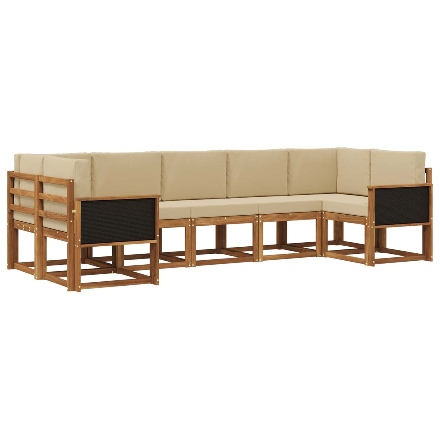 Set di divani da esterno con cuscino 7 pcs Naturale e Beige