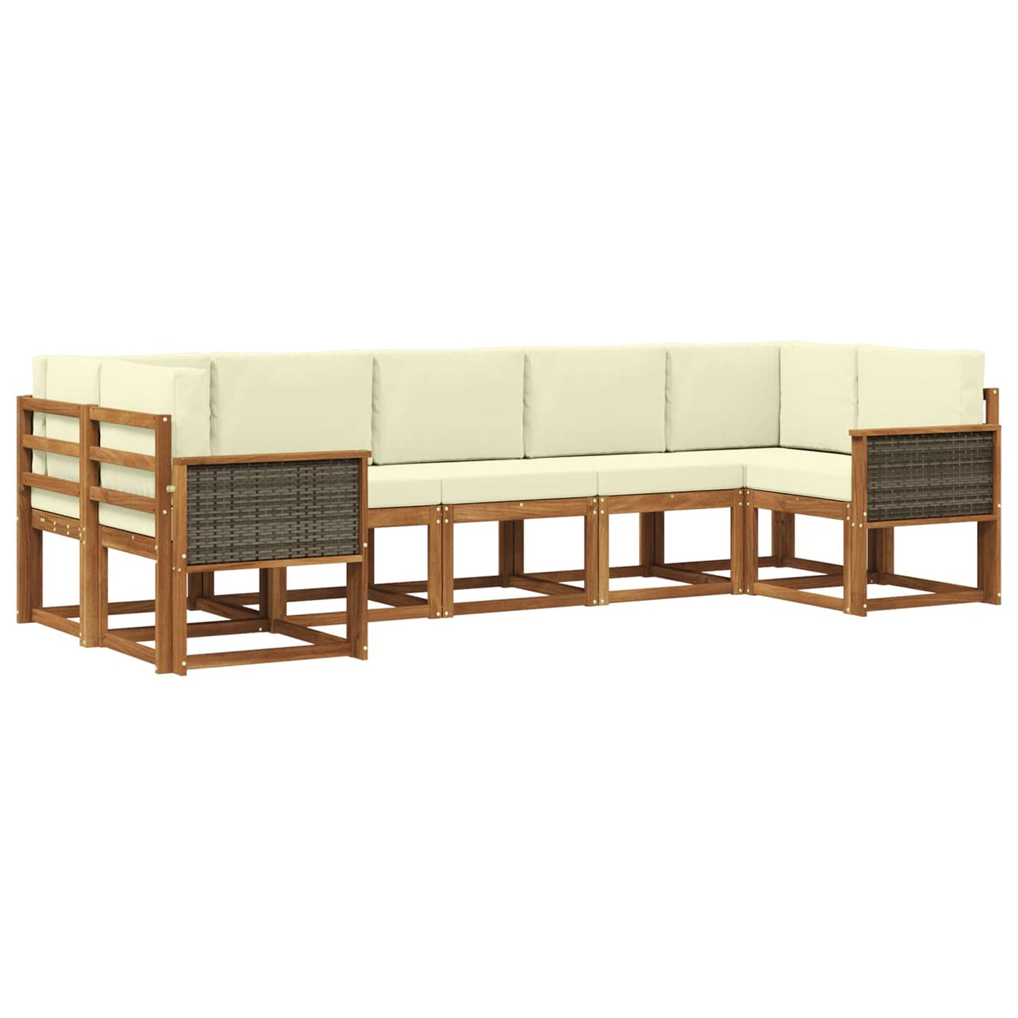 Set di divani da esterno 7 pz Naturale e Crema