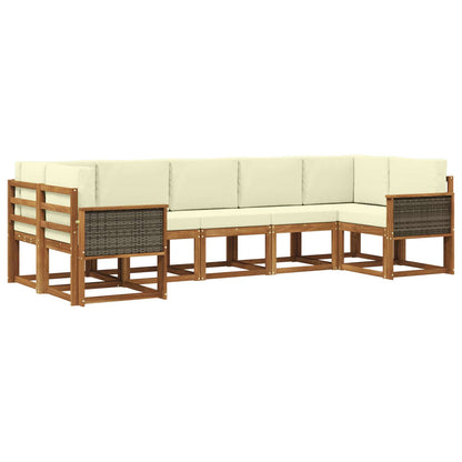 Set di divani da esterno 7 pz Naturale e Crema